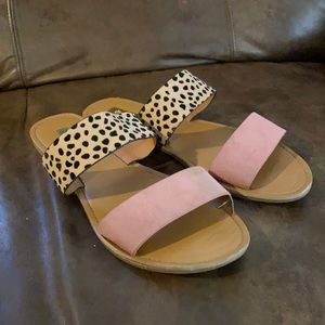 Qupid leopard print and pink flats